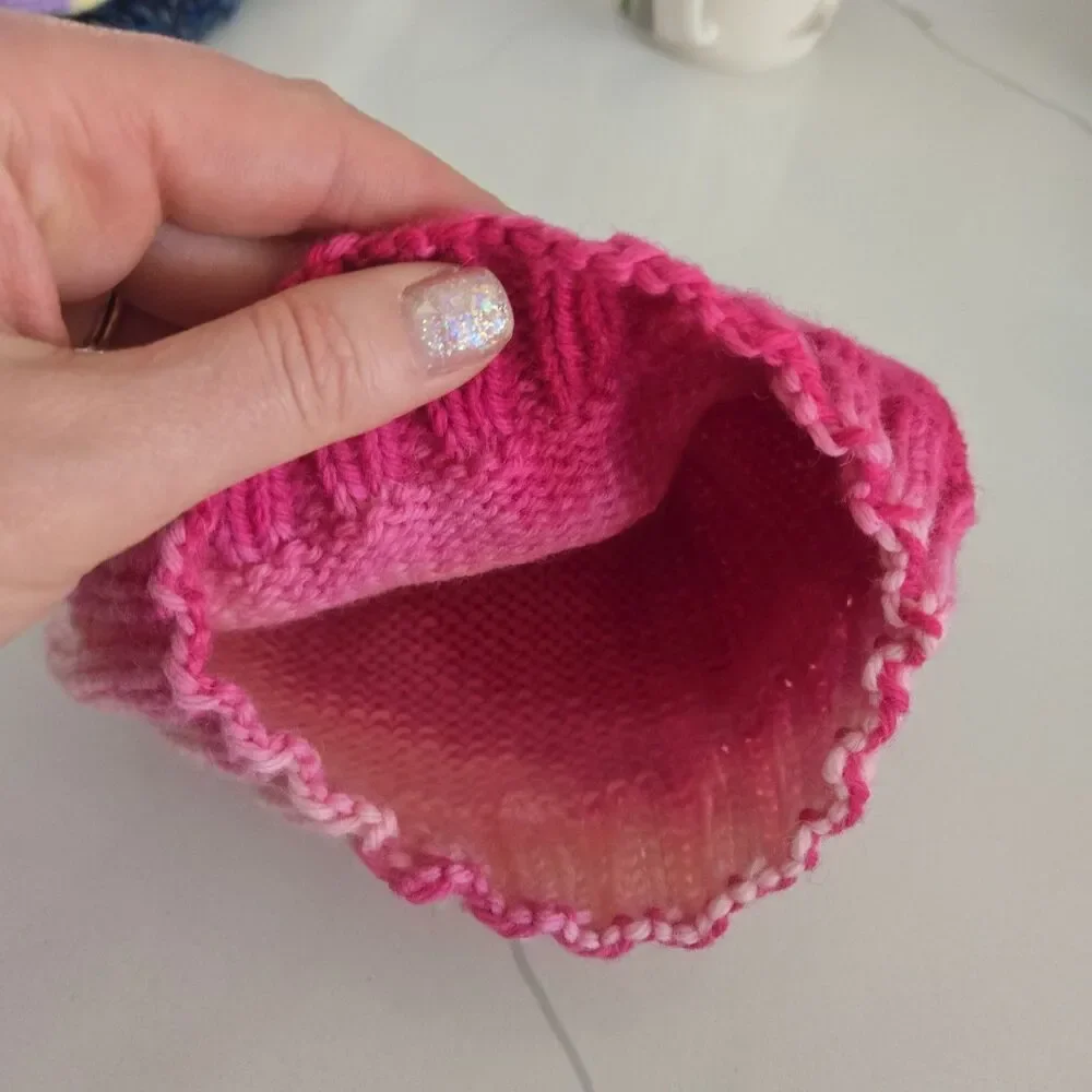 Hand Knitted Crochet Beanie in Pink Hat Women's New